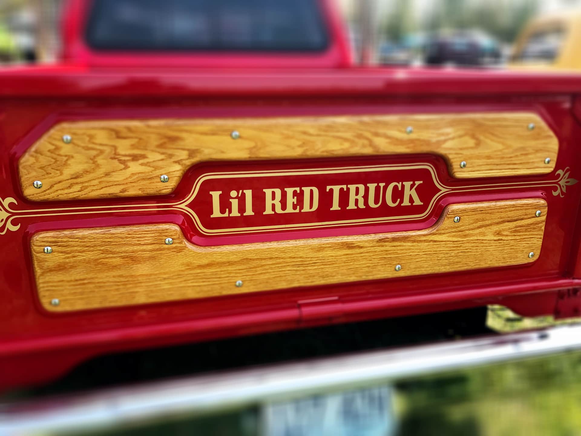 Close-up of a vintage Li'l Red Truck